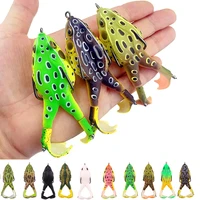 1pcs new bionic thunder soft frog lure bait barbed double hook rotating fins to trap artificial crankbait minnow fishing bass