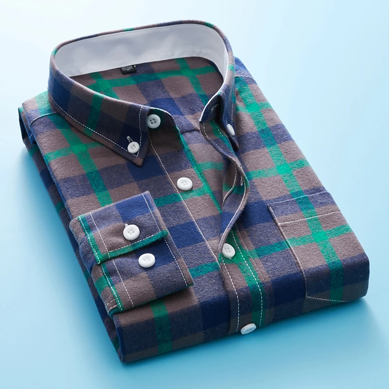 Shirt Men 2021 New Fashion Casual Four-color Plaid Slim High Quality Long Sleeved Men's Boutique | Мужская одежда