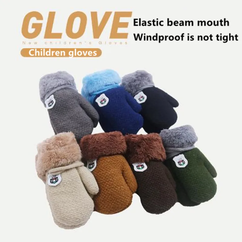 

Winter Knitted Gloves Warm Rope Stretch Knit Full Finger Mittens Gloves For Kids Thicken Boys Girls Toddler Crochet Luvas