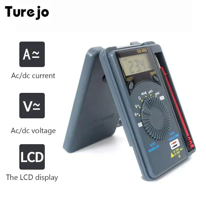 

Цифровой мини-вольтметр XB866, измеритель переменного/постоянного тока с 2 щупами