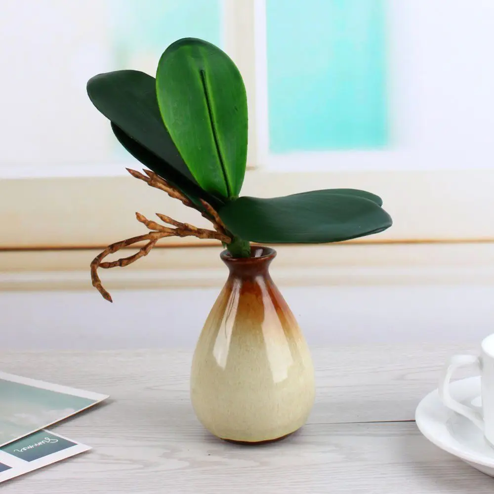 1 шт. искусственная зеленая бабочка листья орхидеи пластиковый цветочный букет