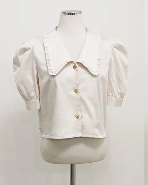 Блузка Женская Весенняя белая оверсайз с коротким рукавом | одежда