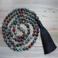 8mm natural orientaljasper 108 beads tassel knotted necklace spirituality classic meditation bless pray lucky healing wrist