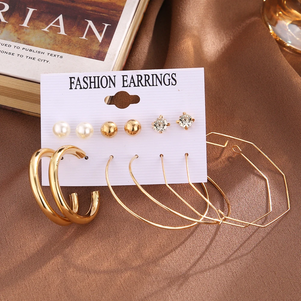 

FNIO 2021 New Fashion Bohemian Earrings Set For Women Trendy Flower Round Geometric Earring Female Fashion Jewelry