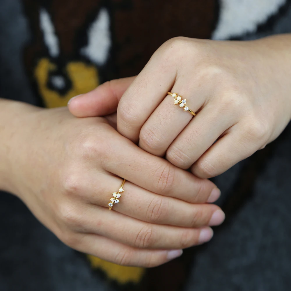 2023 Minimal Delicate Tiny Fire Opal Cz Paved Stacking Cz Finger Rings For Women Lovely Girl Dainty Wedding Party Jewelry Gift