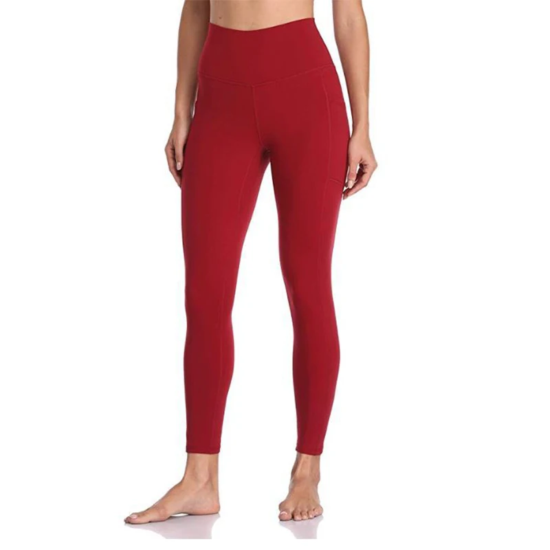 

Women's High Waisted Yoga Pants 7/8 Length with Pockets Seamless Belt Does Not Indent Leggings