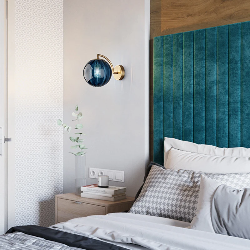American minimalist G4 led wall lamp living room bedroom bedside study aisle hotel colorful glass light | Освещение