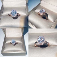 fashion popular round powder zircon ring white wedding engagement ring fashionable womens large jewelry gift size 6 10