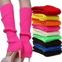 winter women solid candy color knit leg warmers loose style boot knee high boot stockings leggings gift warm boots leg