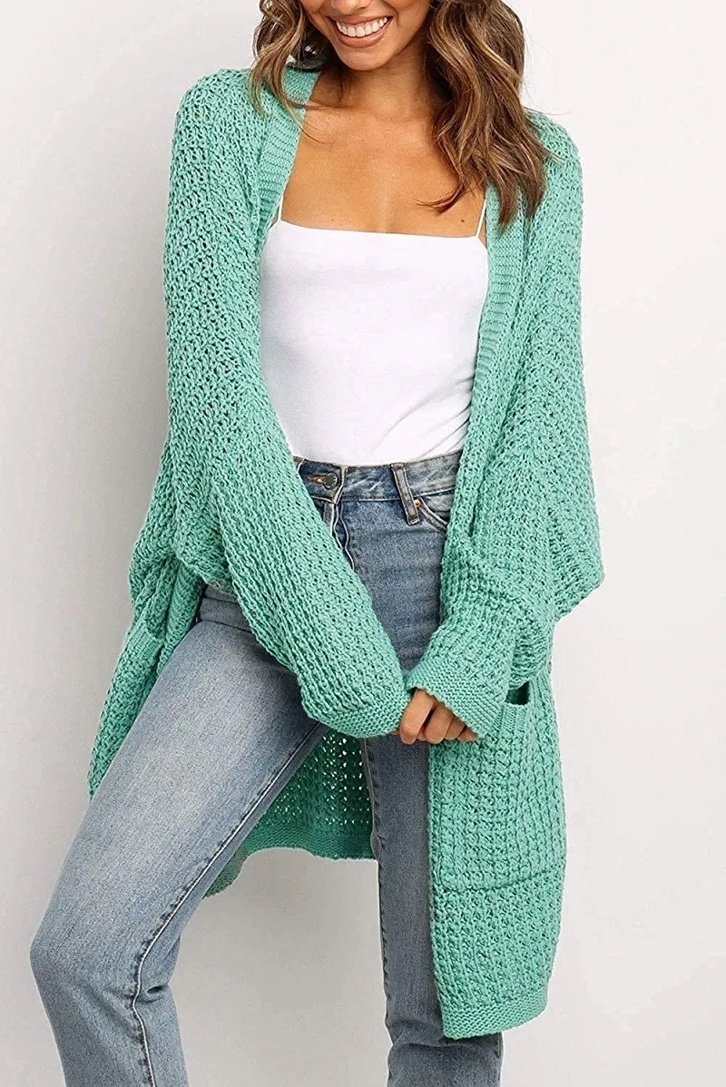 

Для женщин розовый кардиган однотонный кардиган с открытым швом; Длинный рукав с v-образным вырезом, длинный кардиган, Для женщин зеленый свитер с круглым вырезом и карманом в английском стиле Стиль