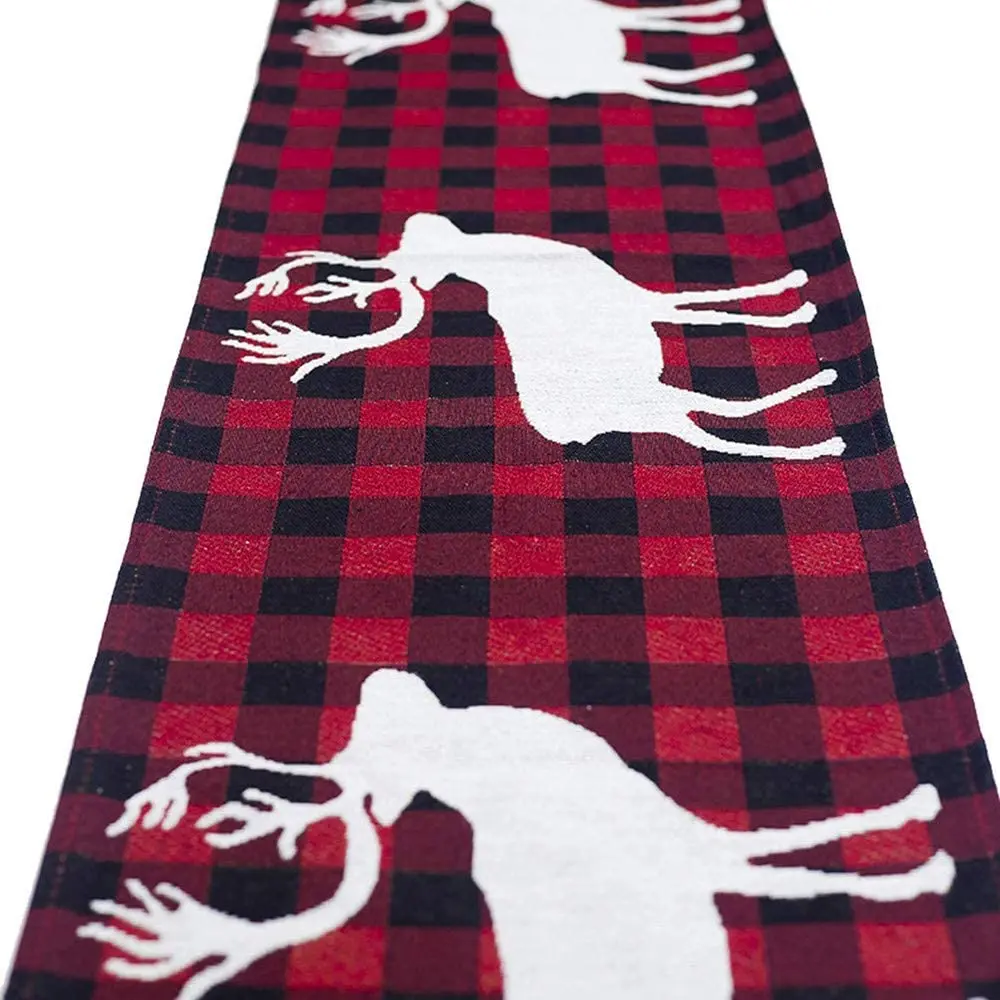 

Рождественские скатерти из хлопка и льна для Рождественского украшения-14x70 дюймов-Рождественский лось