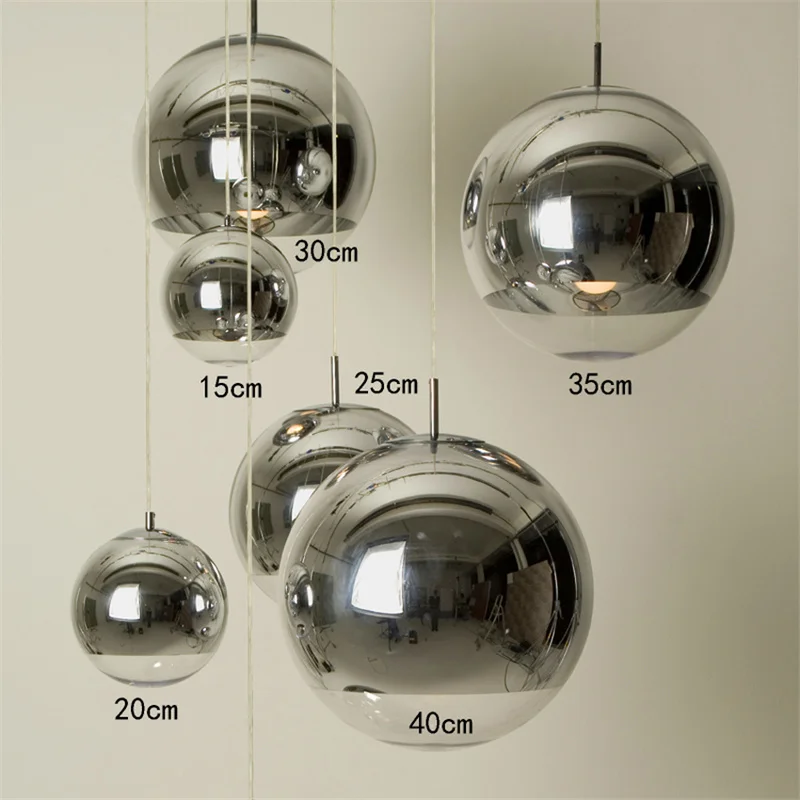 Lámpara colgante de bola de cristal plateado para LOFT, barra de iluminación Industrial, accesorio de luz colgante E27