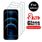 Защитное стекло для Iphone 12, 11 Pro Max, X, XS, XR, 7, 8, 6s Plus, закаленное, 3 шт.