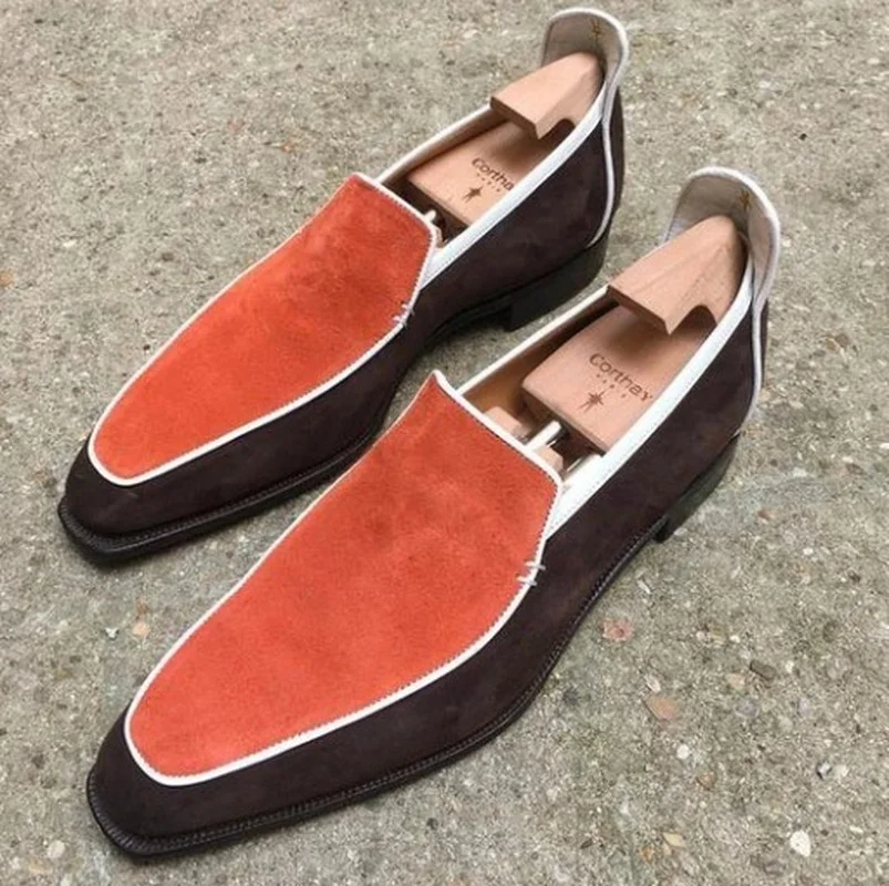 Мужские туфли из искусственной кожи на низком каблуке классические с бахромой