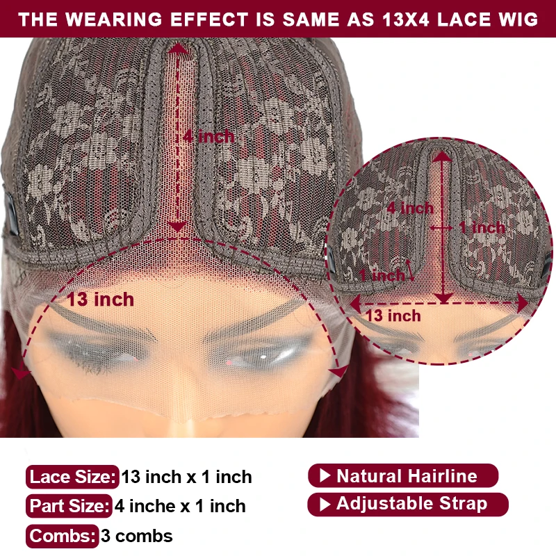 99J Red Lace Front Human Hair Wigs Brazilian Bone Straight Lace Frontal Wig Pre Plucked For Women Remy Human Hair 180% Density