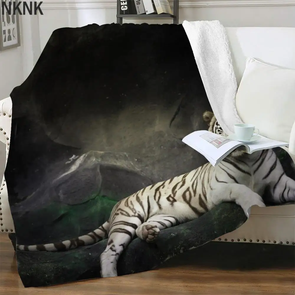 

NKNK Brank Tiger Blankets Animal 3D Print Lonely Thin Quilt Harajuku Bedding Throw Sherpa Blanket Animal Premium Pattern Plush