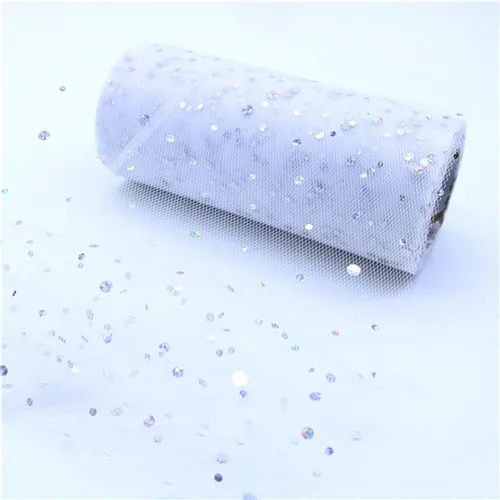 white 15 см 25 ярдов лазерные блестки органза рулонные Тюлевая Ткань DIY Baby Shower свадебное украшение на День Благодарения домашнее украшение для вечеринки в день рождения - Цвет: white