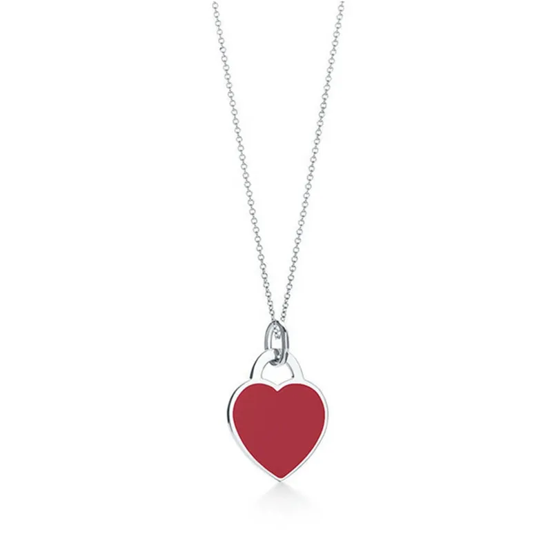 

TIF Fine Jewelry S925 Sterling Silver Heart-shaped Pure Color Pendant Necklace Suitable For Party or Wedding Romantic Gifts