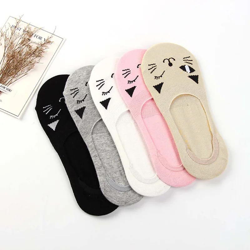 Женские повседневные силиконовые Нескользящие невидимые носки-лодочки милые