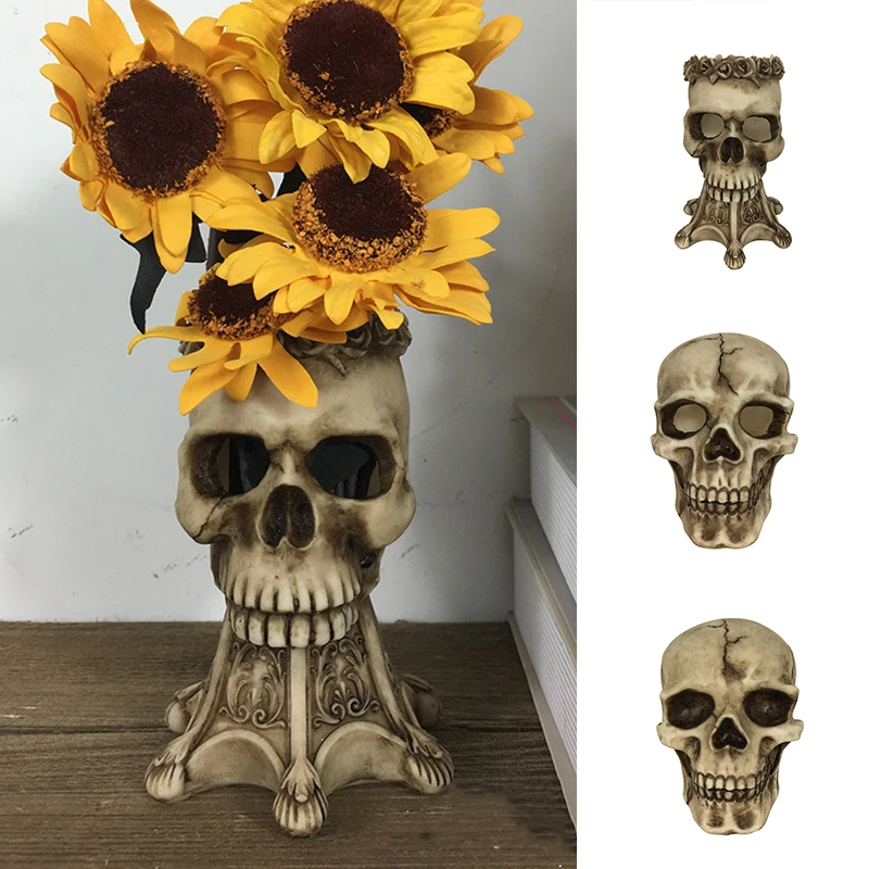 

Украшение в виде черепа на Хэллоуин, 1 шт., треснувший держатель из смолы, светящийся фотоэлемент для цветочной композиции Вечерние