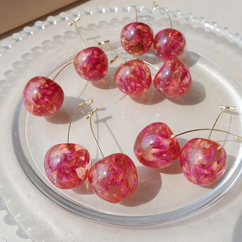 

Lucky 1Pair 2020 Summer Cute Fruit Earrings Japan Chic Cherry Dry Flower Long Dangle Drop Earring Party Jewelry Gifts