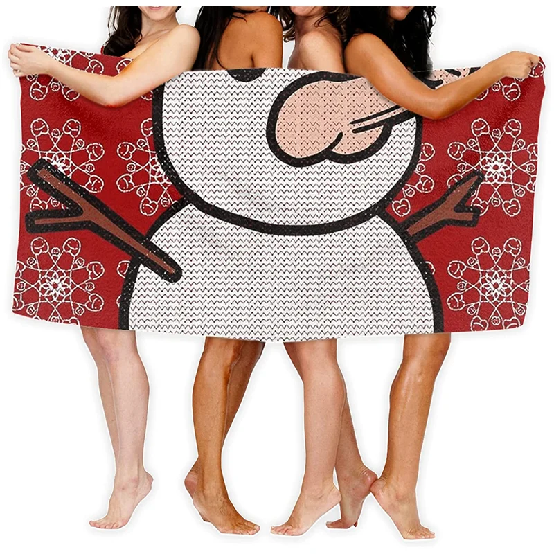 

Red snowman bath towel, 30" X50" quick-drying towel for swimming pools, spas and gyms 100% microfiber