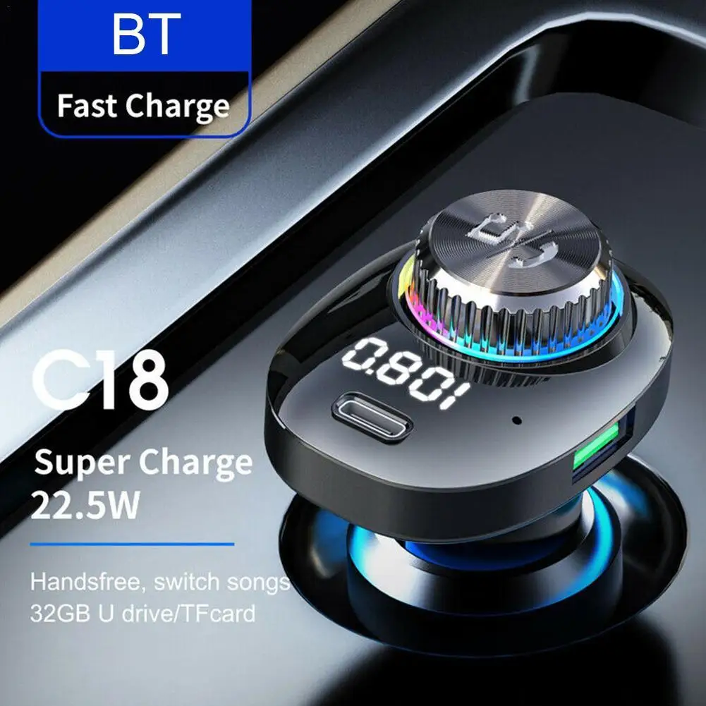 

Multifunctional Car Bluetooth-compatible Mp3 Player Fm Transmitter Hands-free Fast Charging Car Charger