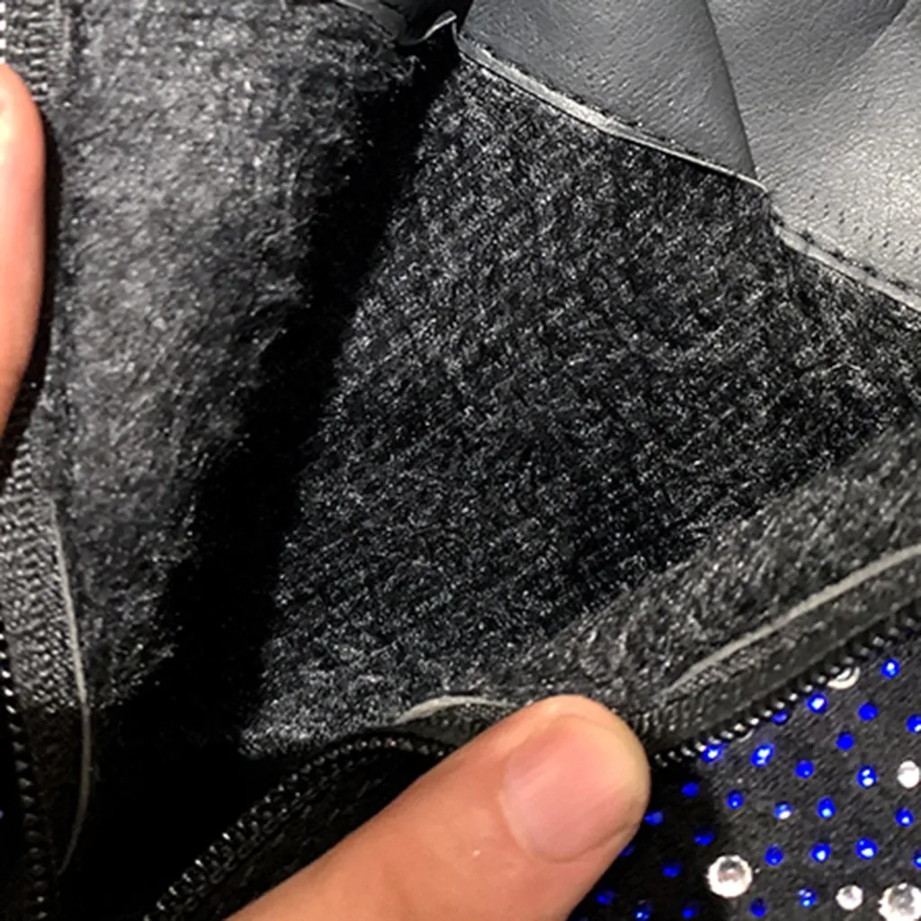 Ботинки женские зимние пикантные ботильоны со стразами замок-молния острый