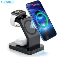 15w 3 in 1 qi magnetic wireless charger dock station fast charging stand for iphone 13 12 pro apple watch se 6 5 4 3 airpods pro