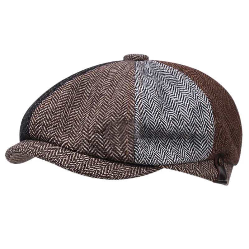 Кепка газетчика в елочку в стиле ретро мужская шапка мужские береты в стиле пэчворк осенне-зимняя мужская кепка художника