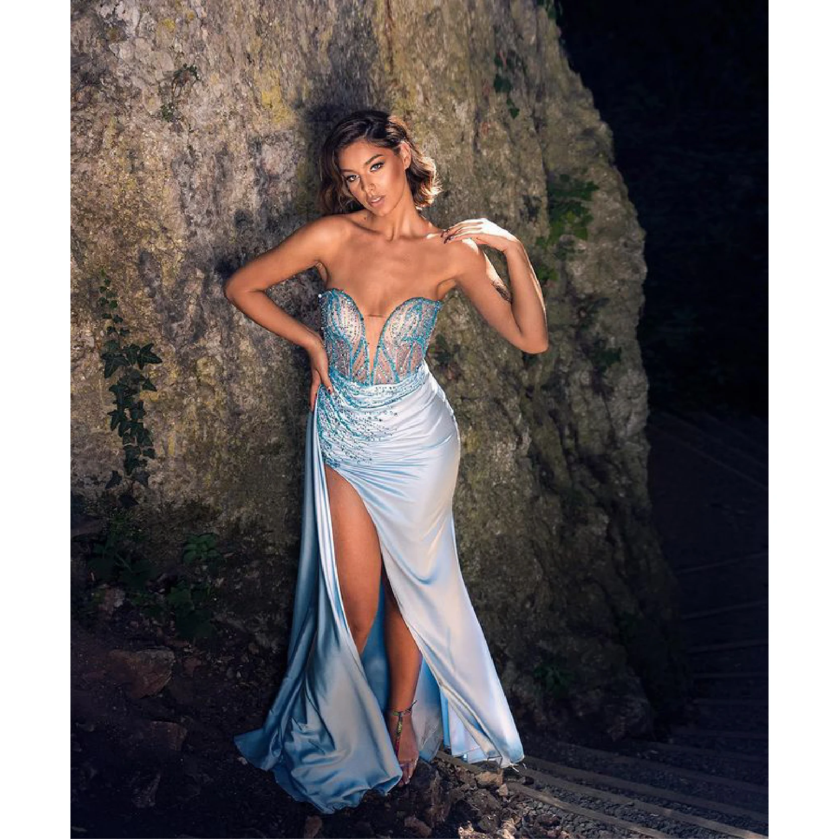 

2021 Ladies Dress Summer New Arrival Casual Brand Sexy Tube Top Split Sequins Shinning Wedding Ball Prom Gown Long Dress