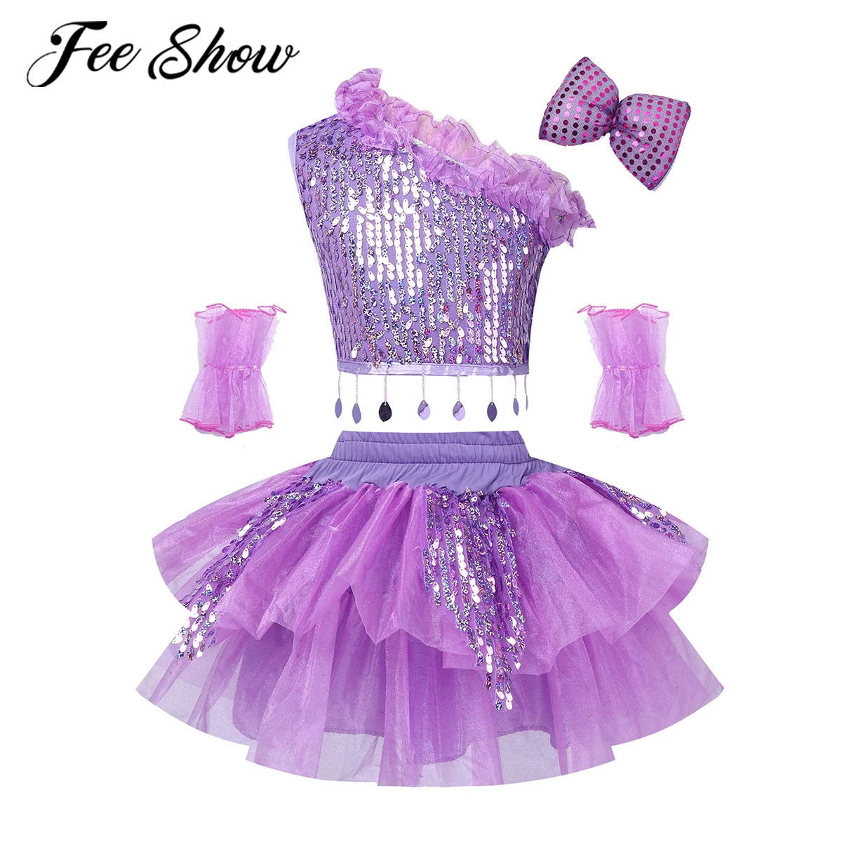 

Для маленькой девочки болельщик униформа для джазовых танцев костюмы с блестками топы юбка-пачка заколка для волос манжеты 4 предмета в ком...