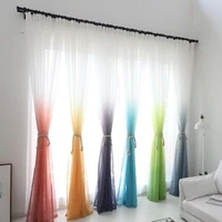 nordic tulle sheer lace linen gradient window curtains for home living room bedroom decoration in the kitchen cafe curtain