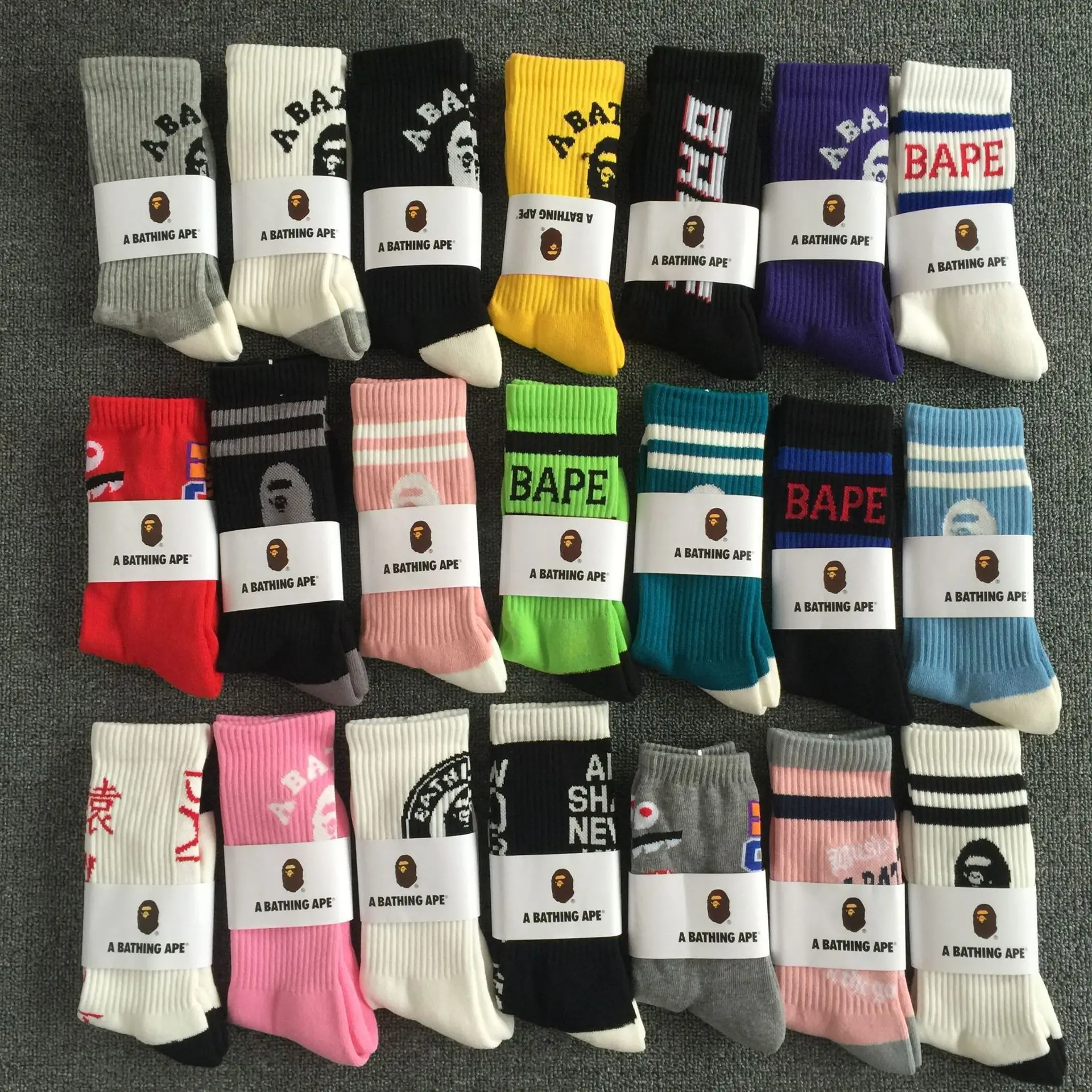 

Fashion ape head men's and women's socks street high-top skateboard socks bape sports basketball socks stockings