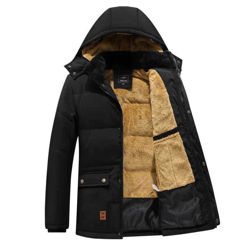 Men's Plus Velvet Padded Waterproof Jackets Winter Fashion Casual Warm Long Hooded Parka Coat Men 5XL Overcoat Clothing