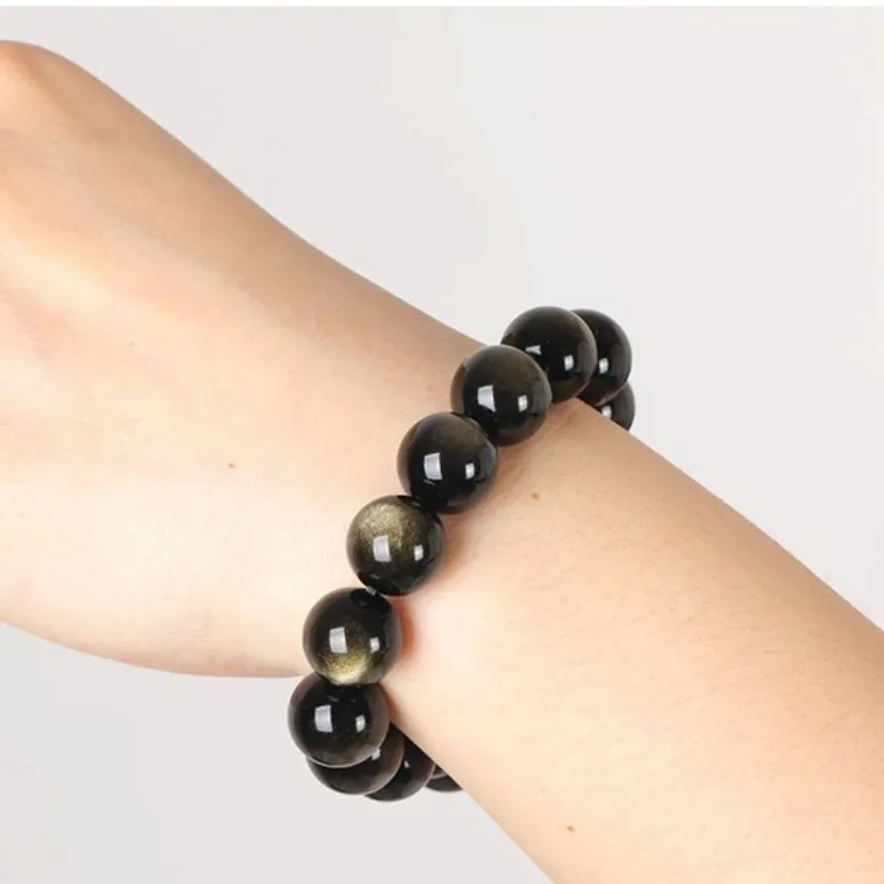 Подлинные Бусины Из Натурального золота 8-16 мм обсидиановые драгоценные камни