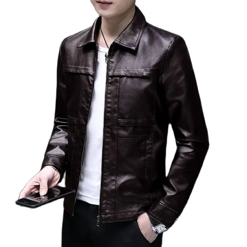 

Куртка мужская из искусственной кожи, в стиле хип-хоп, с карманами