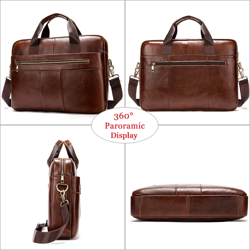 WESTAL Genuine Leather Men's Briefcase Laptop Bags Men's Office Bag For Men Messenger Bags Vintage Mens Leather Handbag