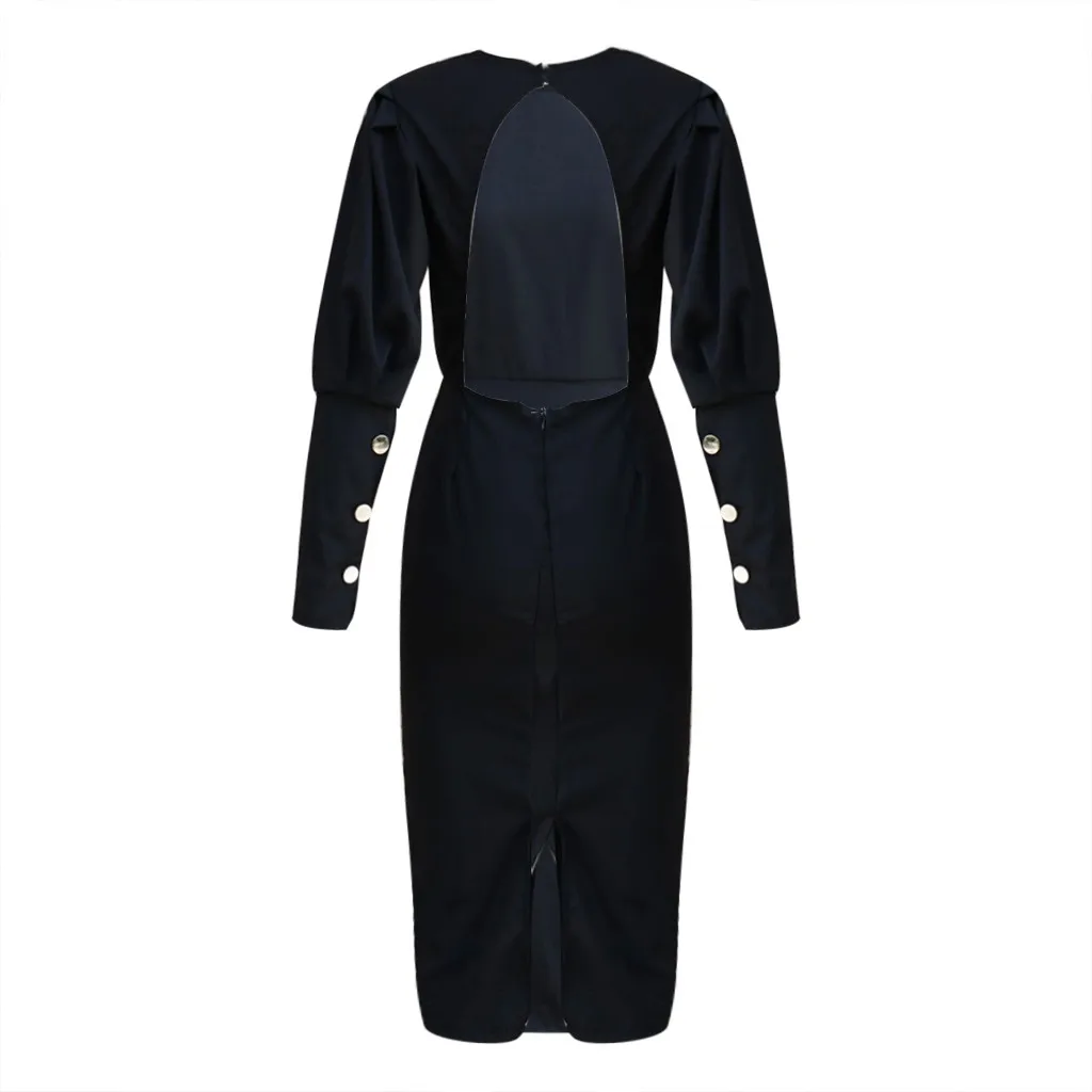 Сексуальное женское платье для вечеринки с открытой спиной Осеннее однотонное