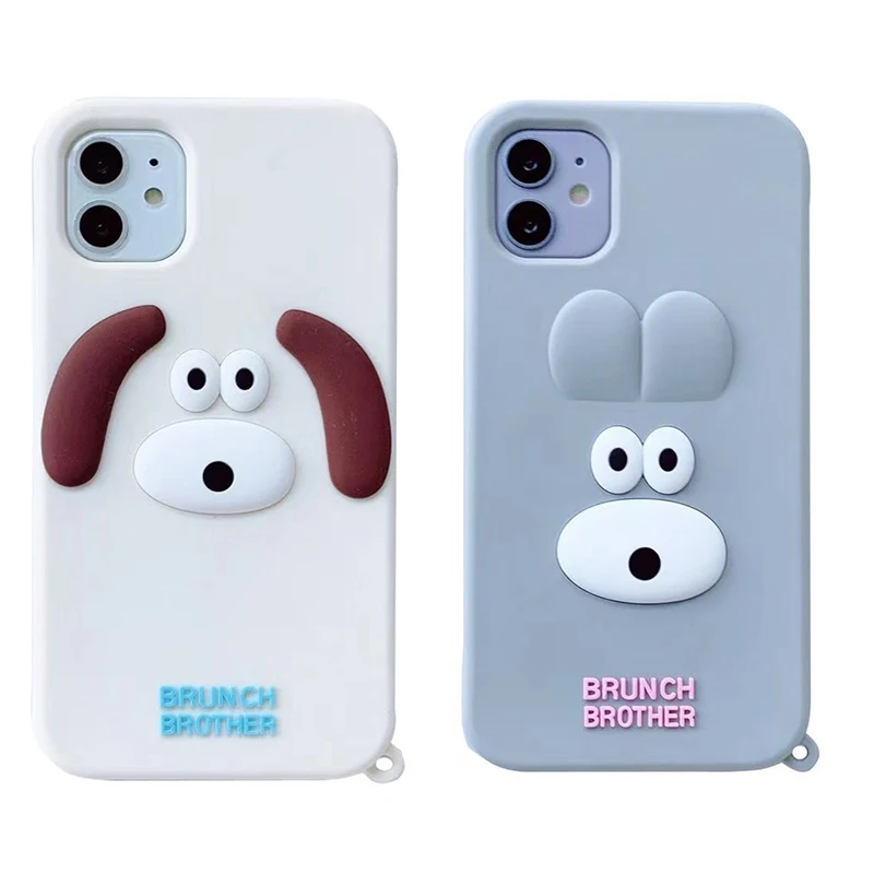 

2021 Korea Cute Cartoon 3D Dog Rabbit Soft Silicon Phone Case for Apple IPhone 12 Pro Max MiNi 7 8 Plus X XS XR 11 SE 6 10 Cover