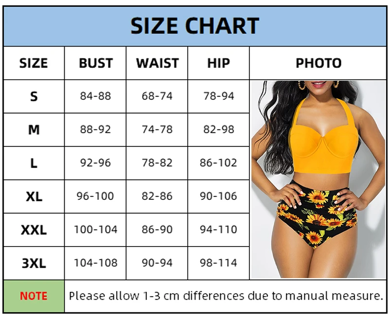 

2020 New Sunflower Bikini Set Two Piece Swimsuit Women High Waist Bathing Suit Swimwear Beach Wear Tankini Biquini Plus Size May
