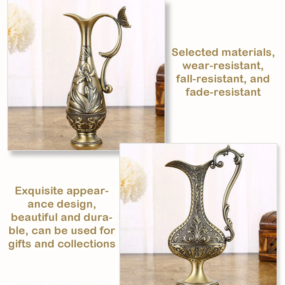 

Decorative Vase European Alloy Flower Arrangement Office Home Decoration Ornaments High-End Crafts Tabletop Vase