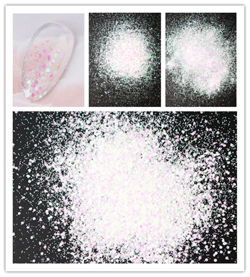 1 банка прозрачной белой серии для дизайна ногтей неоновый пигмент блестящий