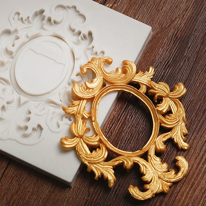 

Craft Baroque Scroll Relief Frame Silicone Mold Cake Decorating Tools Fondant Chocolate Candy Gumpaste Mold Cupcake Baking