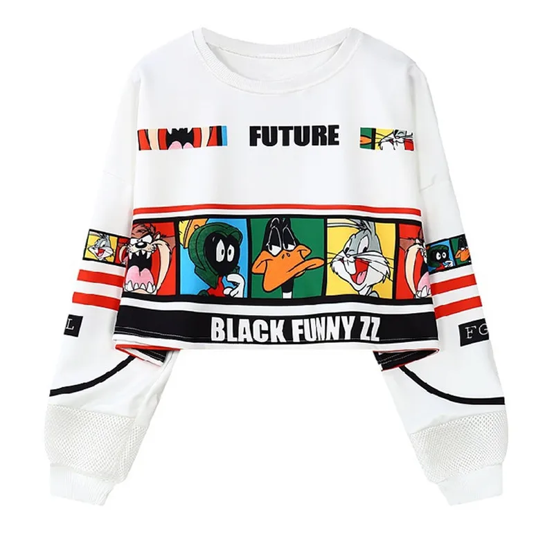 Женская толстовка с капюшоном WKOUD длинным рукавом и круглым вырезом на весну