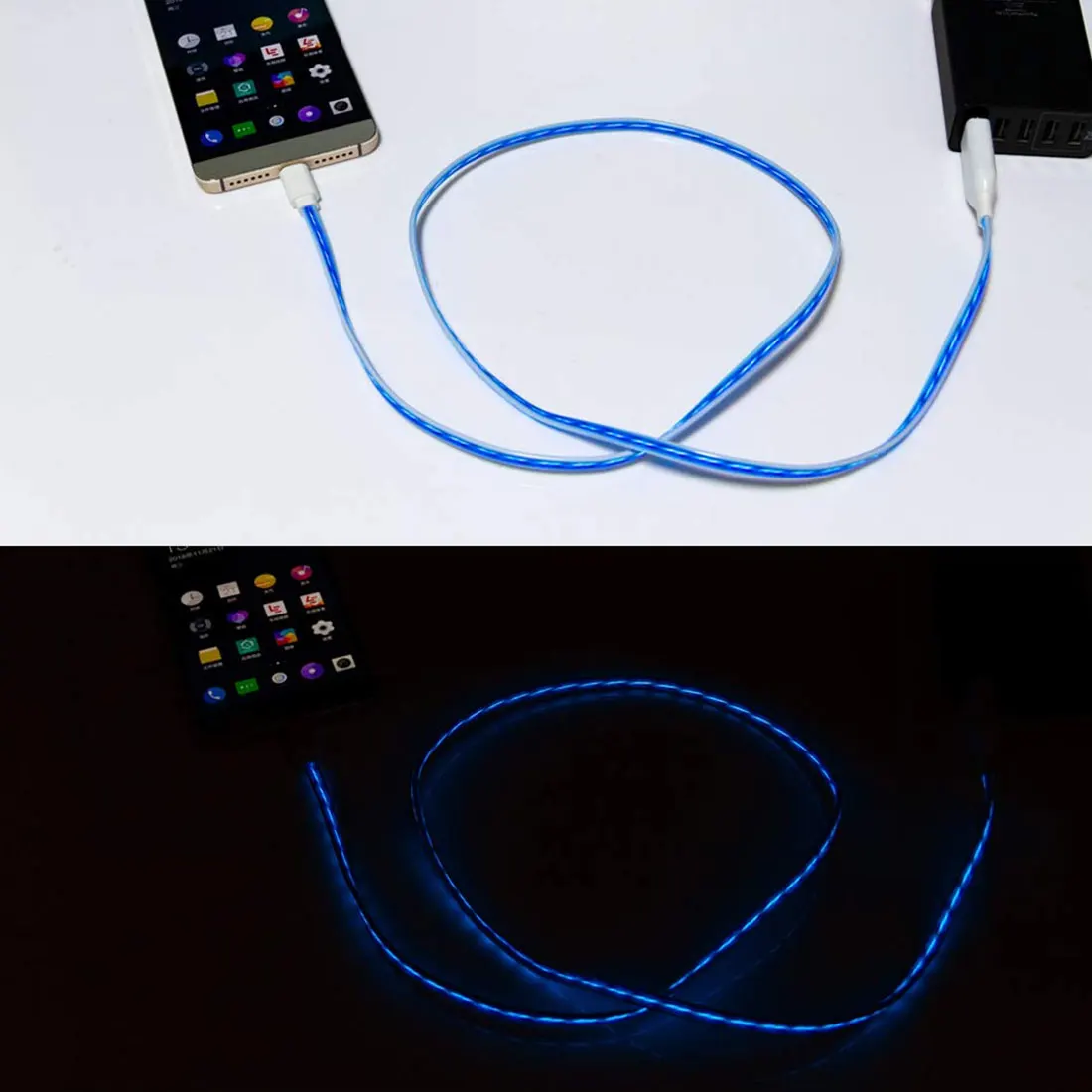 Кабель Micro USB для телефона цветной градиентный светодиодный кабель USB2.0 зарядки