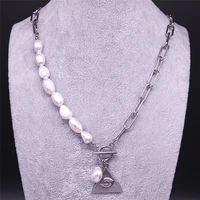 freshwater pearls stainless steel egyptian pyramid eye chocker necklace women silver color fashion jewelry bijoux femme nk52s01