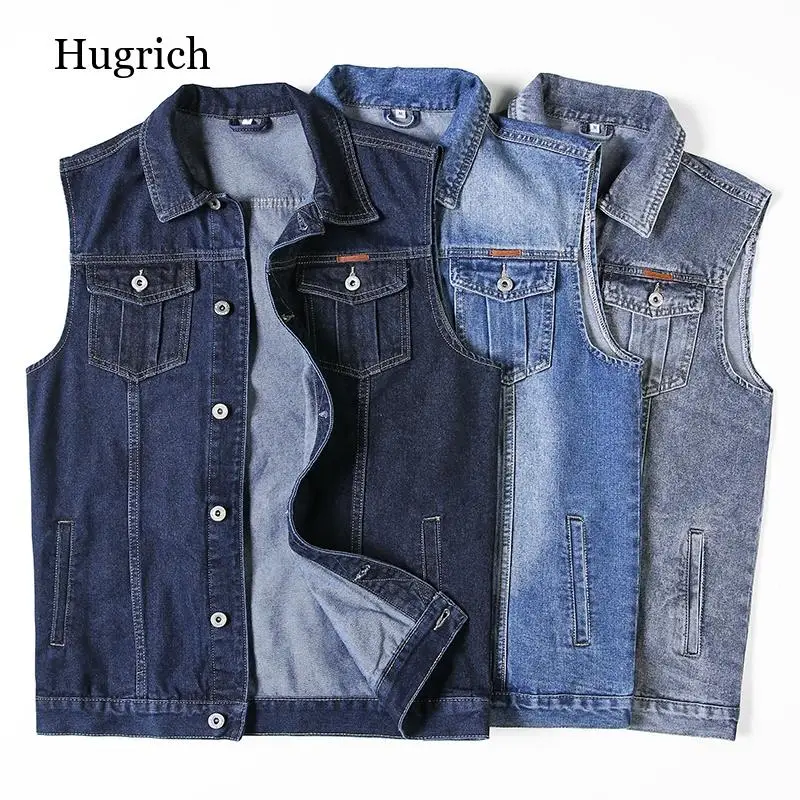 

Oversize 5Xl 6Xl 7Xl Men Balck Denim Vests 2021 New Arrival Spring Autumn Blue Jean Vest Fat Streetwear Fashion Casual Vest