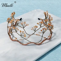 miallo flower crystal hair crown for women hair accessories prom ancient gold color tiaras and crowns party hair jewelry gifts