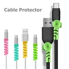 Спиральный протектор кабеля, пряди передачи данных для iPhone, iPad, Samsung, Xiaomi, Huawei, зарядка через USB, наушники, силиконовая защитная намотка